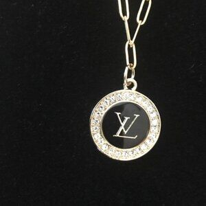 Louis Vuitton Louise by Night Pendant with 16-18in necklace (Black Enamel)